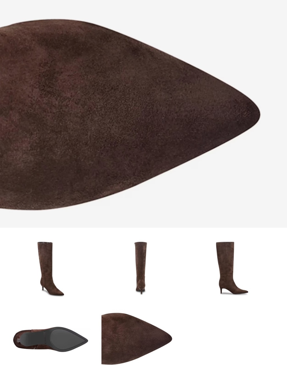 Marc Fisher Over-the-Knee Slim Heel Boots in Dark Brown Suede - Picture 5 of 9